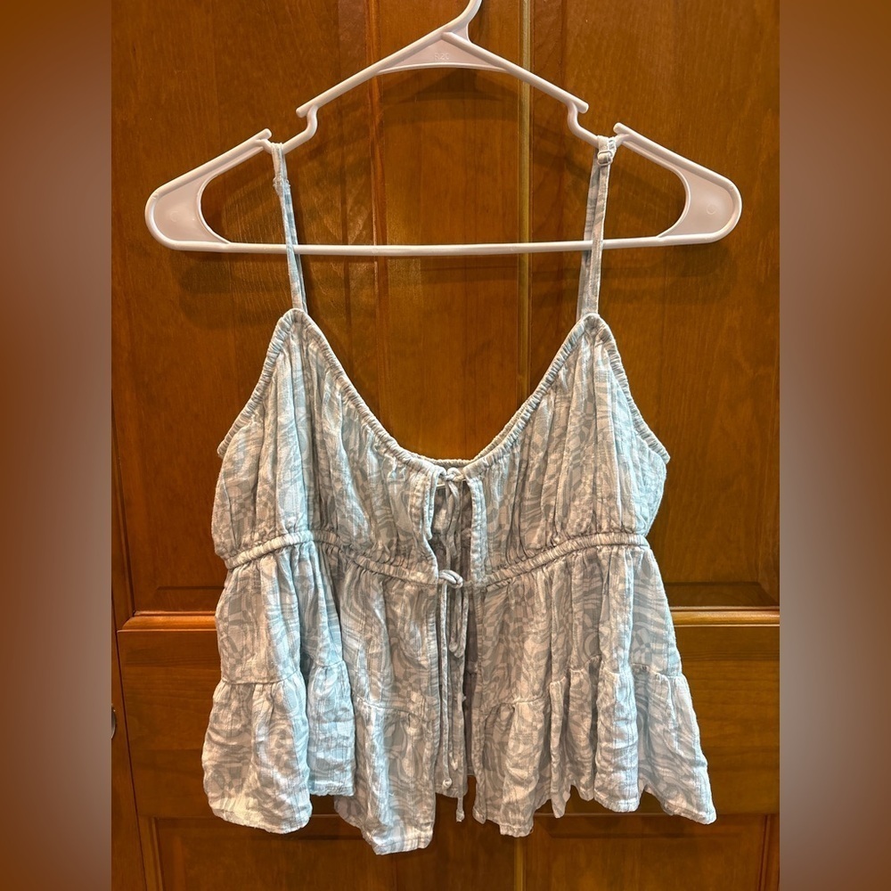 American Eagle Women’s Tie Front Cami Peplum Tank Size XL - Picture 5 of 11
